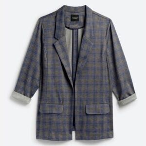 Topshop Blue and Gray Plaid Blazer